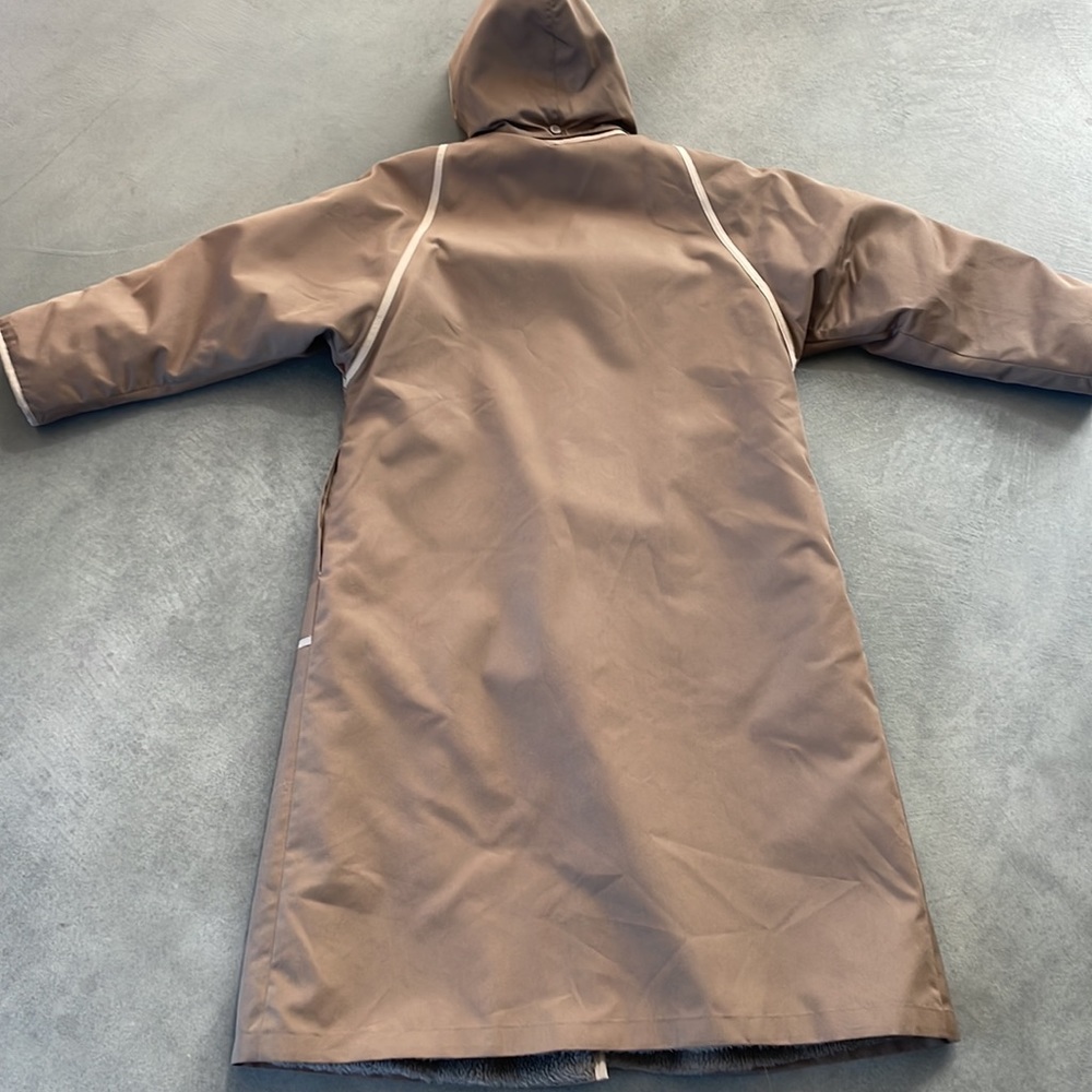Women's Tan Coat with White Trim - Picture 7 of 7